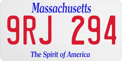 MA license plate 9RJ294