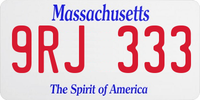 MA license plate 9RJ333
