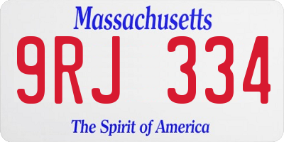 MA license plate 9RJ334