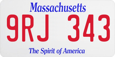 MA license plate 9RJ343