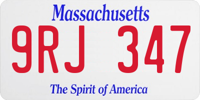 MA license plate 9RJ347