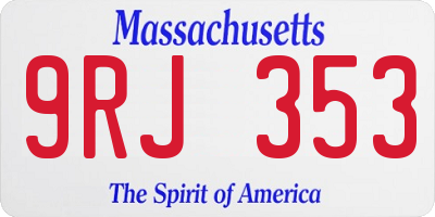 MA license plate 9RJ353