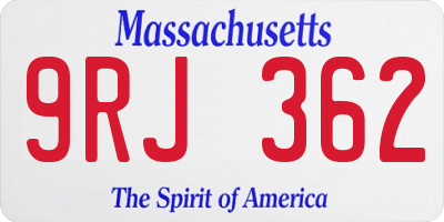 MA license plate 9RJ362