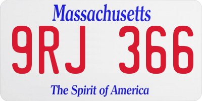 MA license plate 9RJ366