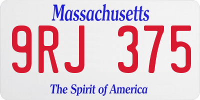 MA license plate 9RJ375
