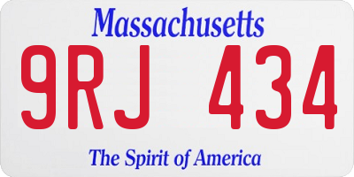 MA license plate 9RJ434