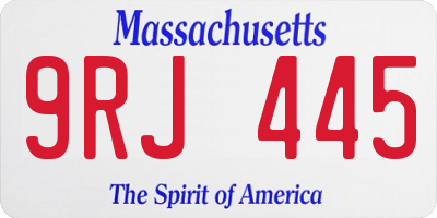 MA license plate 9RJ445