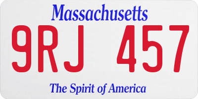 MA license plate 9RJ457