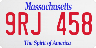 MA license plate 9RJ458