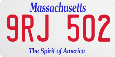 MA license plate 9RJ502