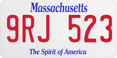 MA license plate 9RJ523