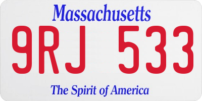 MA license plate 9RJ533