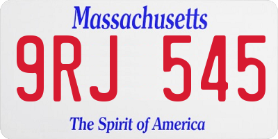 MA license plate 9RJ545