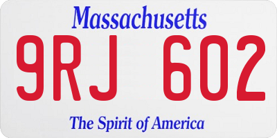MA license plate 9RJ602
