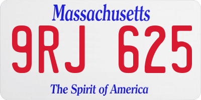 MA license plate 9RJ625