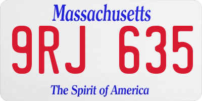 MA license plate 9RJ635