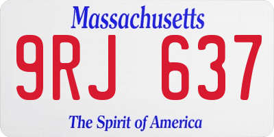MA license plate 9RJ637