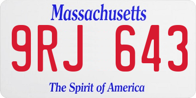 MA license plate 9RJ643