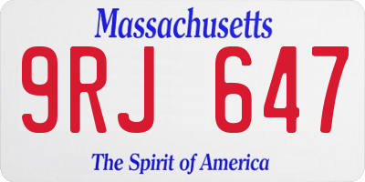 MA license plate 9RJ647