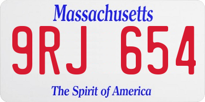 MA license plate 9RJ654