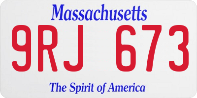 MA license plate 9RJ673