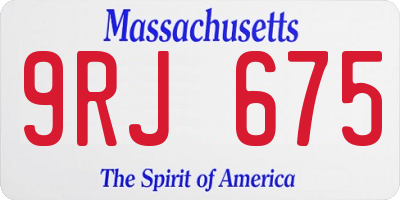 MA license plate 9RJ675