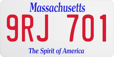 MA license plate 9RJ701