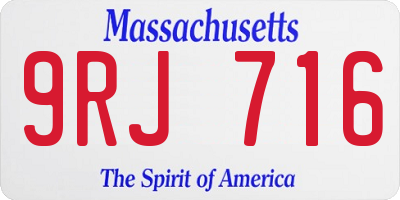 MA license plate 9RJ716