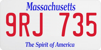 MA license plate 9RJ735