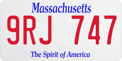 MA license plate 9RJ747