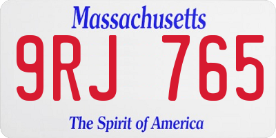 MA license plate 9RJ765