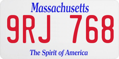 MA license plate 9RJ768