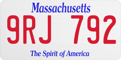 MA license plate 9RJ792