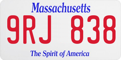 MA license plate 9RJ838
