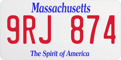 MA license plate 9RJ874