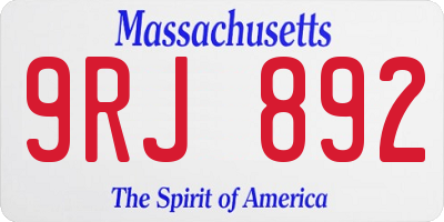 MA license plate 9RJ892