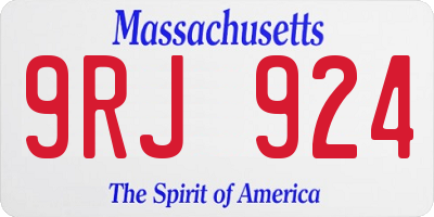 MA license plate 9RJ924