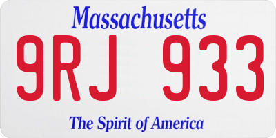 MA license plate 9RJ933