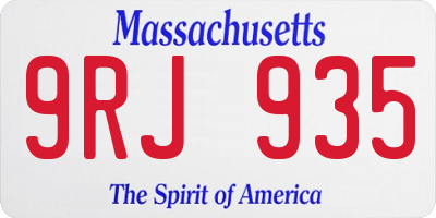 MA license plate 9RJ935