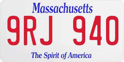 MA license plate 9RJ940