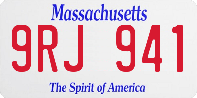MA license plate 9RJ941