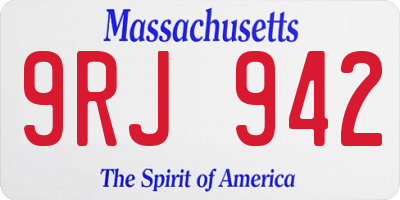 MA license plate 9RJ942