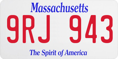 MA license plate 9RJ943