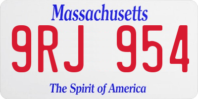MA license plate 9RJ954