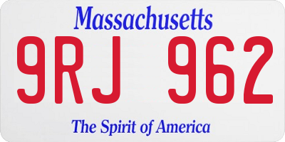 MA license plate 9RJ962