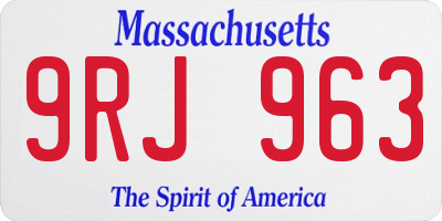 MA license plate 9RJ963