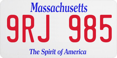 MA license plate 9RJ985