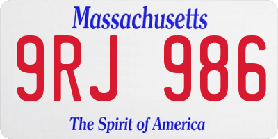 MA license plate 9RJ986