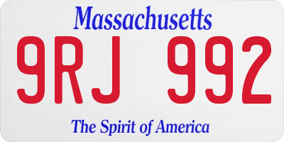 MA license plate 9RJ992