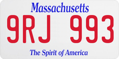 MA license plate 9RJ993